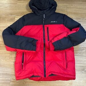Eddie Bauer Boys Youth Size L 14-16 Down Sherpa Lined Puffer Jacket Coat Hood
